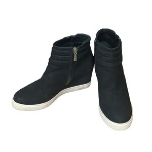 LINEA Paola black white wedge platform shoes size 7.5M